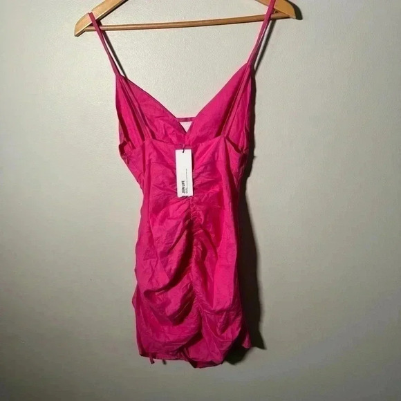 NWT ZARA DRAPED BEADED LINEN BLEND  DRESS BLOGGERS FAV Barbie Pink XS - Picture 7 of 9